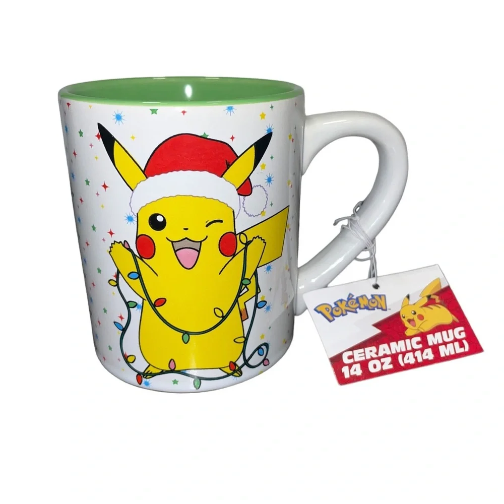 NWT Pokemon Pikachu Christmas Lights Santa Coffee Tea Mug cup 14 Oz